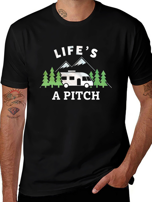 Lifes a Pitch Camping RV Graphic T-Shirt