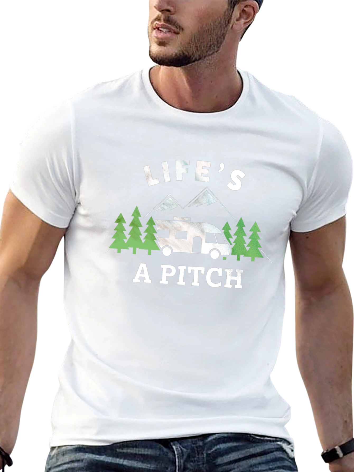 Lifes a Pitch Camping RV Graphic T-Shirt