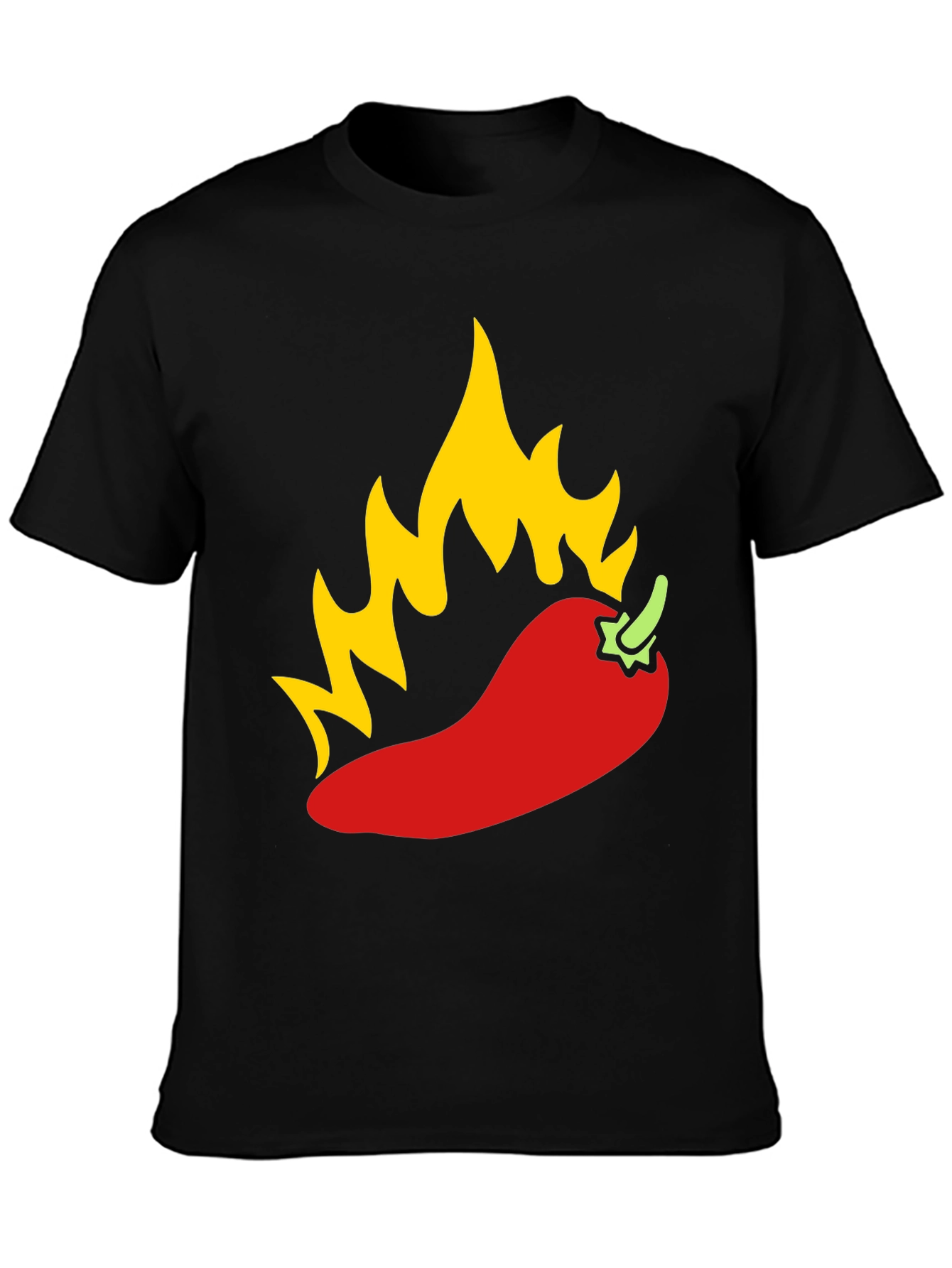 Fiery Chili Pepper Graphic Tee - Black Cotton T-Shirt