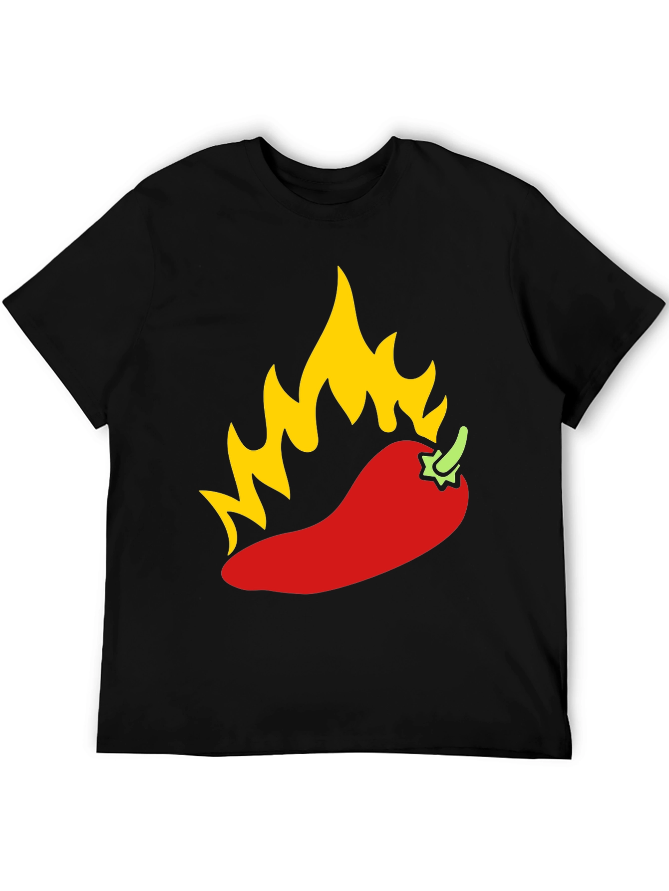 Fiery Chili Pepper Graphic Tee - Black Cotton T-Shirt