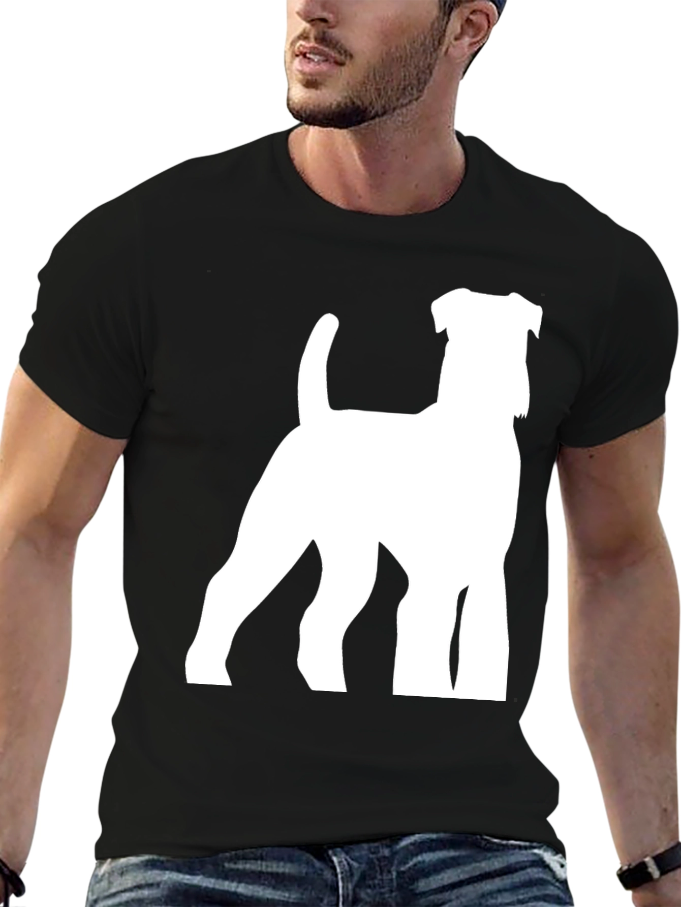 Dog Silhouette Graphic Tee - Stylish Black T-Shirt
