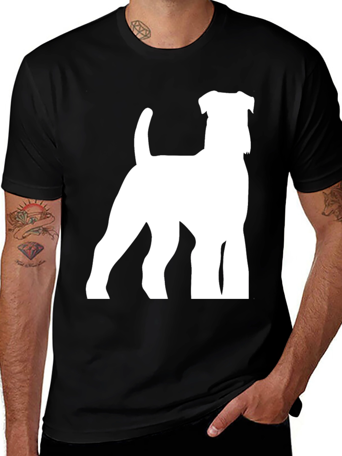 Dog Silhouette Graphic Tee - Stylish Black T-Shirt