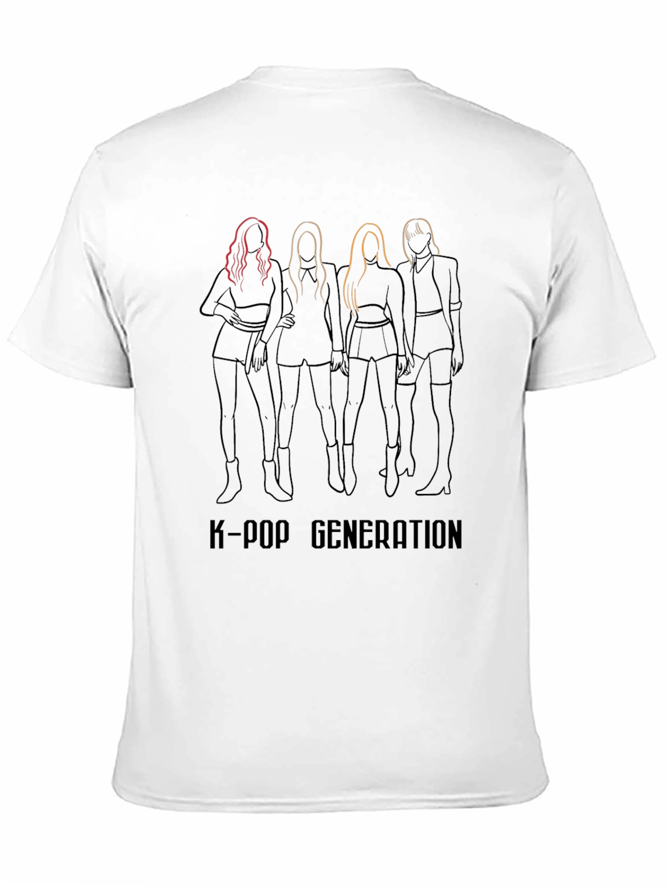 K-Pop Generation Graphic Print Black T-Shirt