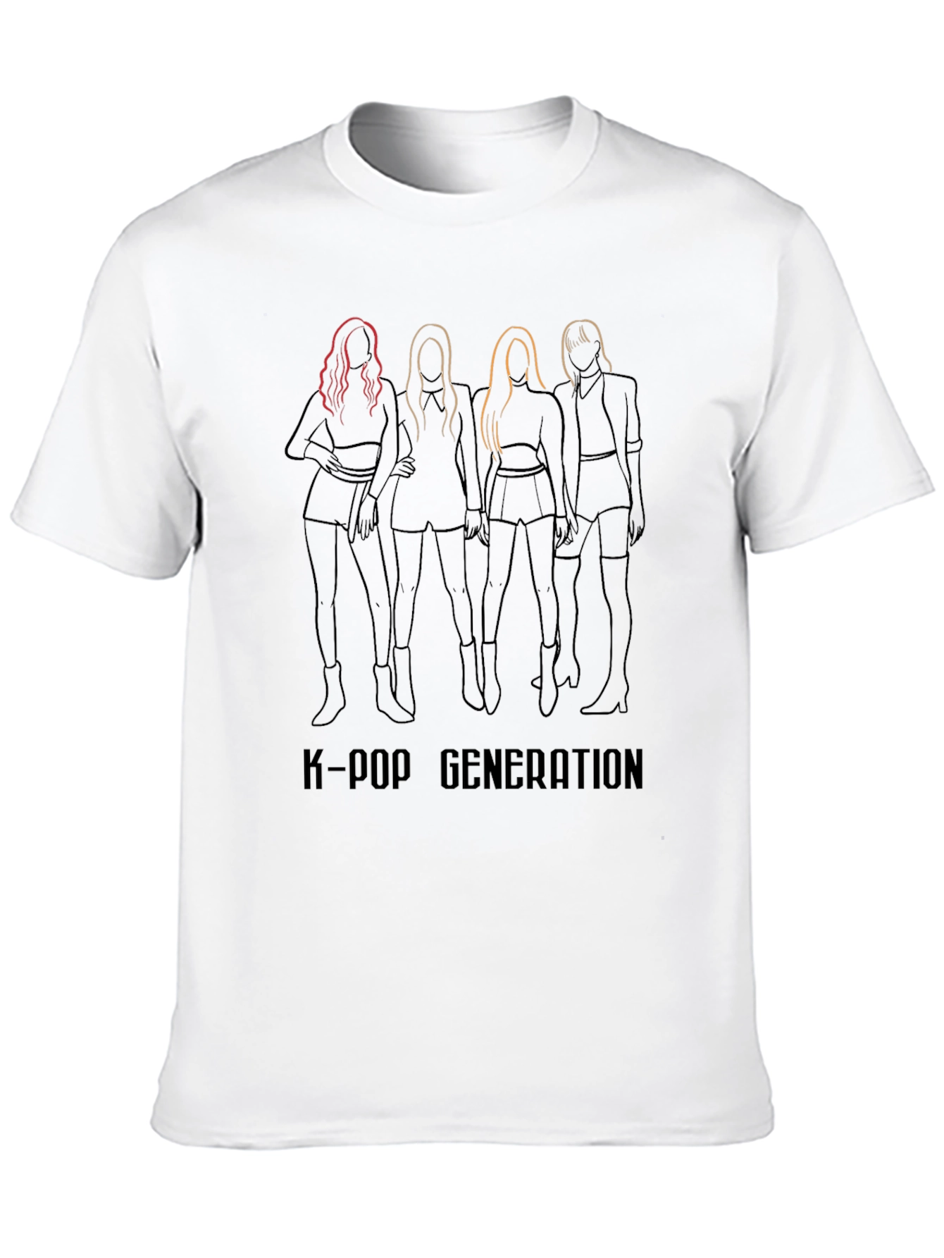 K-Pop Generation Graphic Print Black T-Shirt