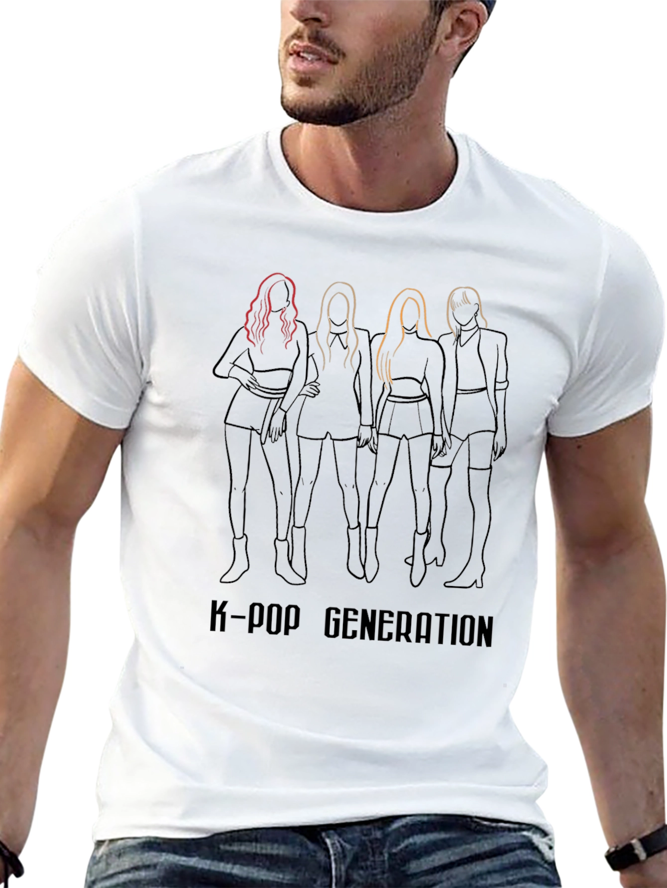 K-Pop Generation Graphic Print Black T-Shirt