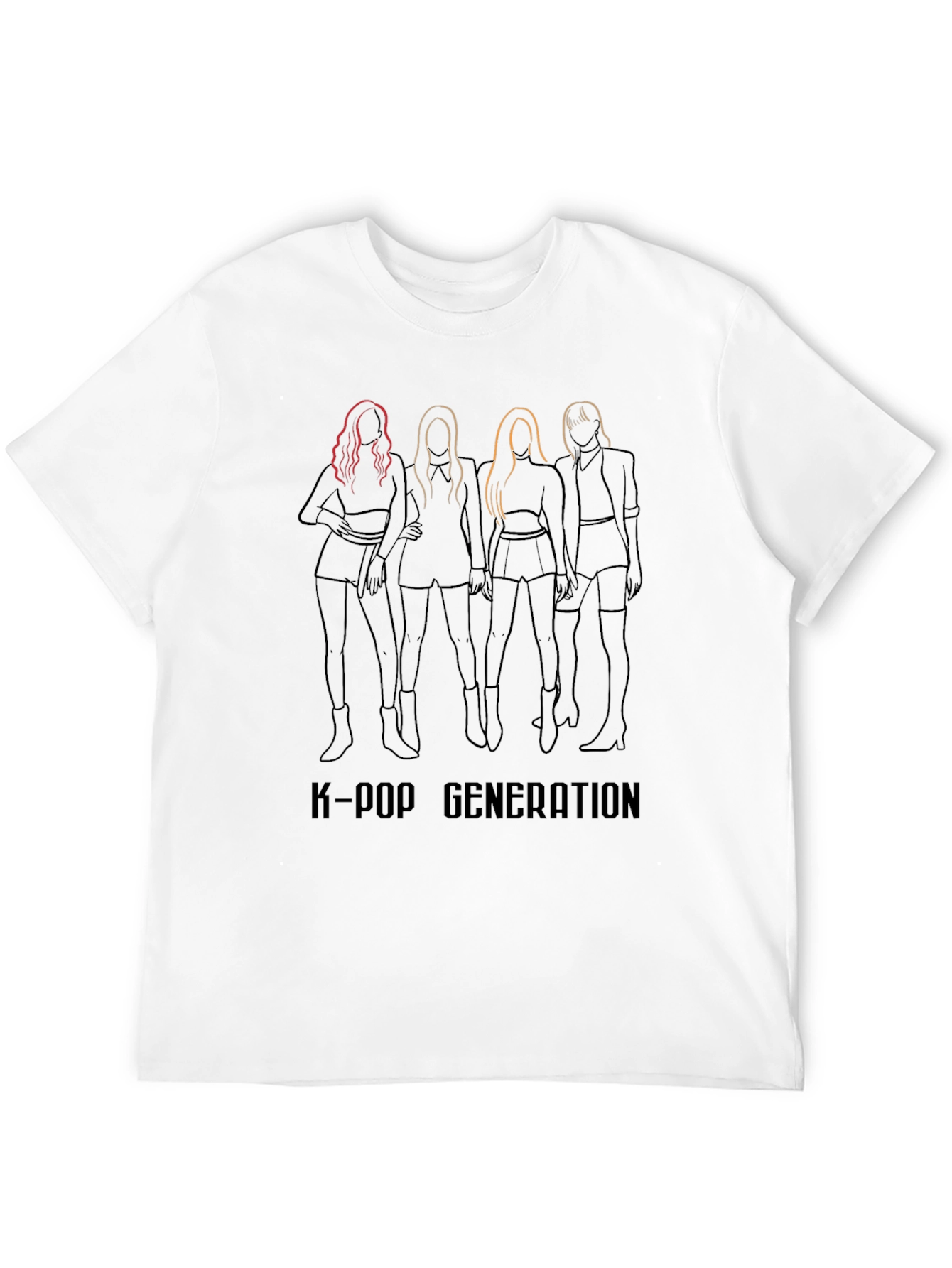 K-Pop Generation Graphic Print Black T-Shirt