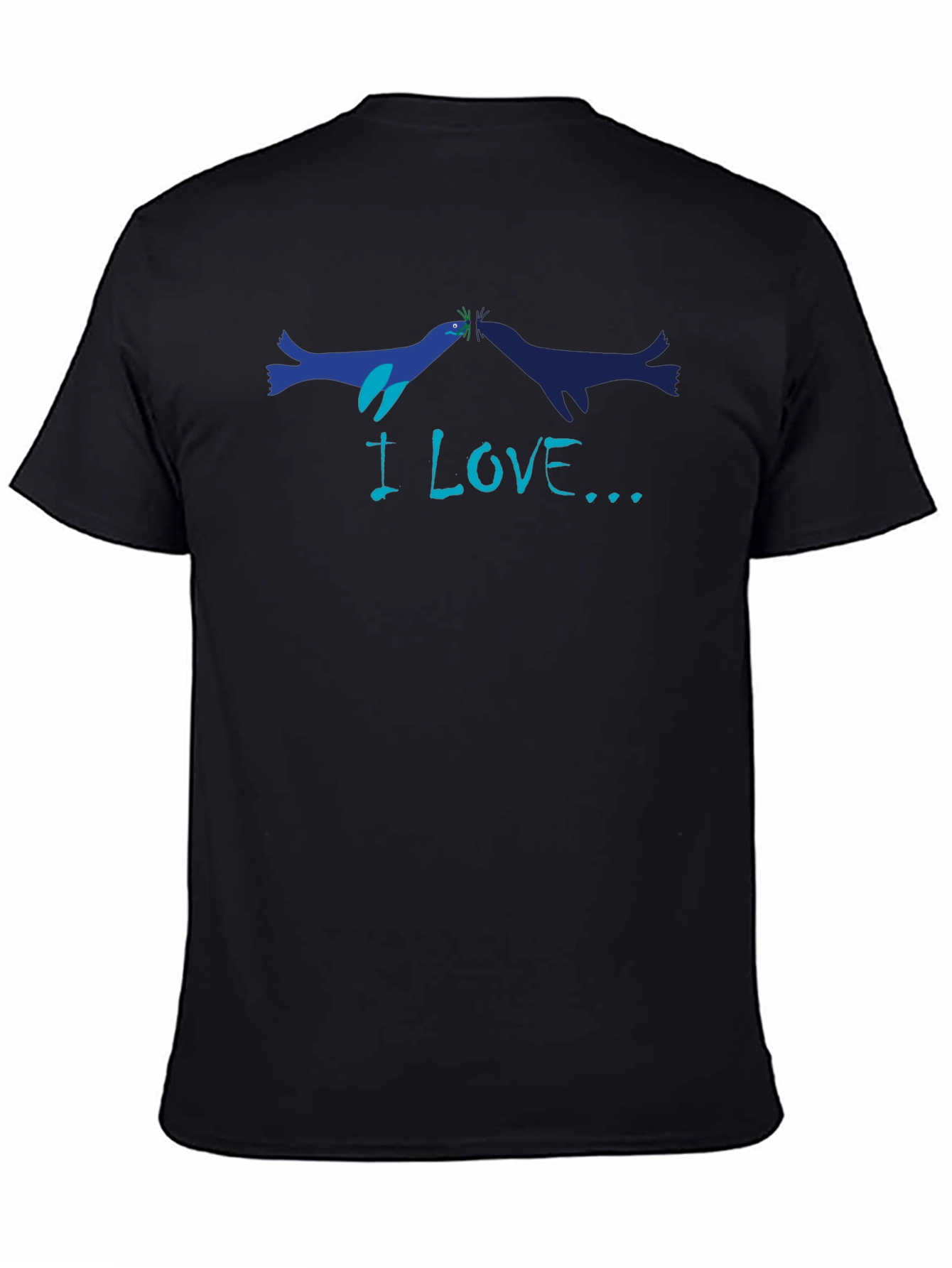 I Love Seals T-Shirt - Black Cotton Graphic Tee