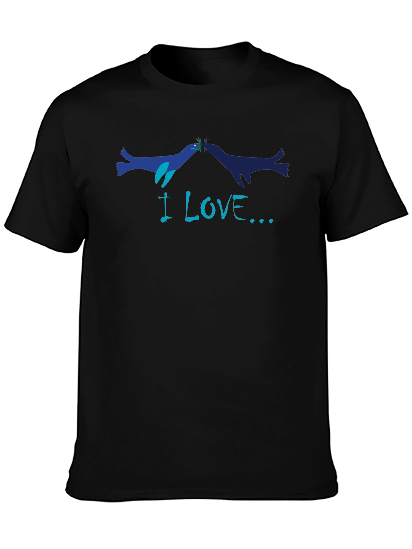 I Love Seals T-Shirt - Black Cotton Graphic Tee