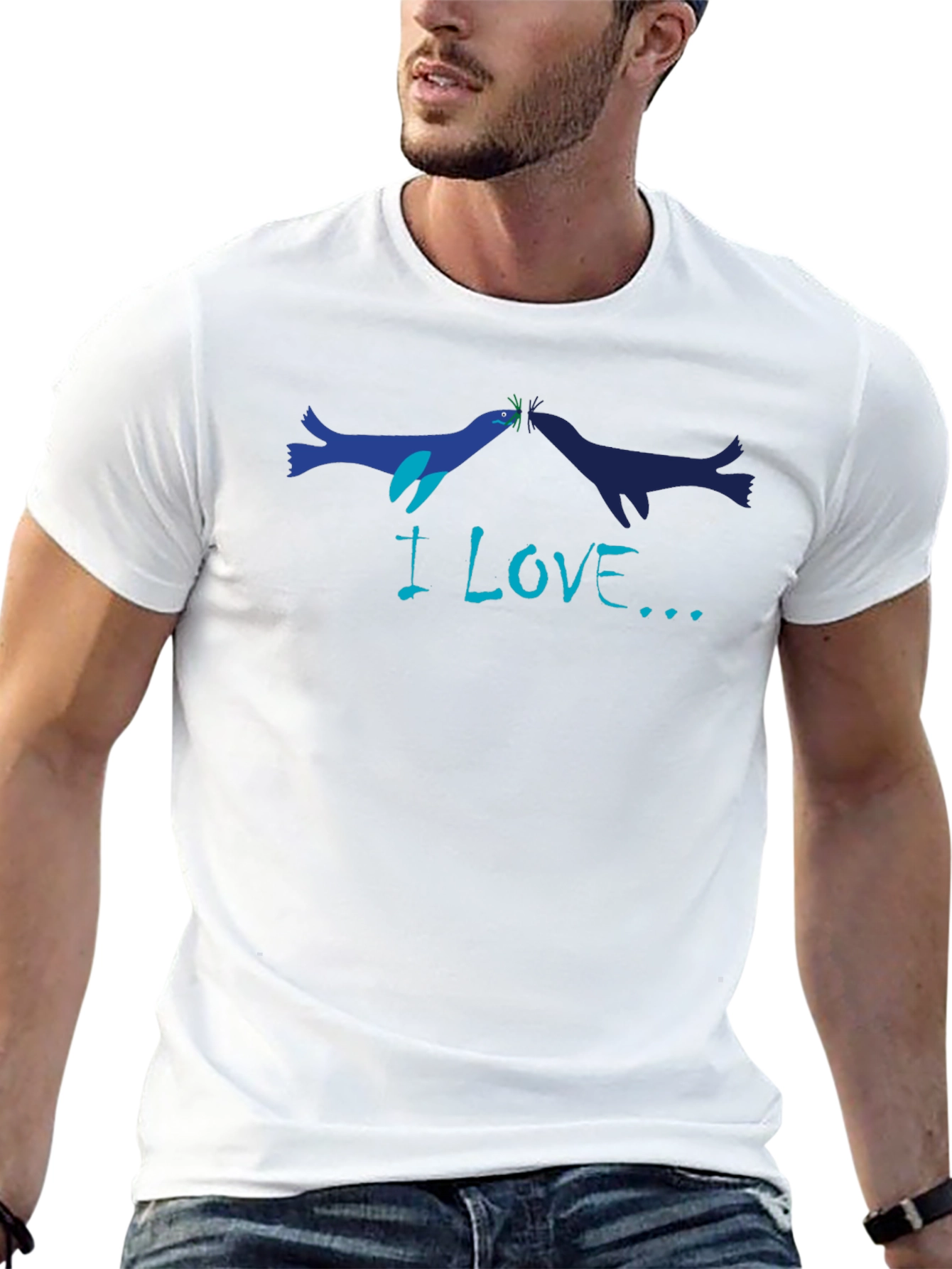 I Love Seals T-Shirt - Black Cotton Graphic Tee
