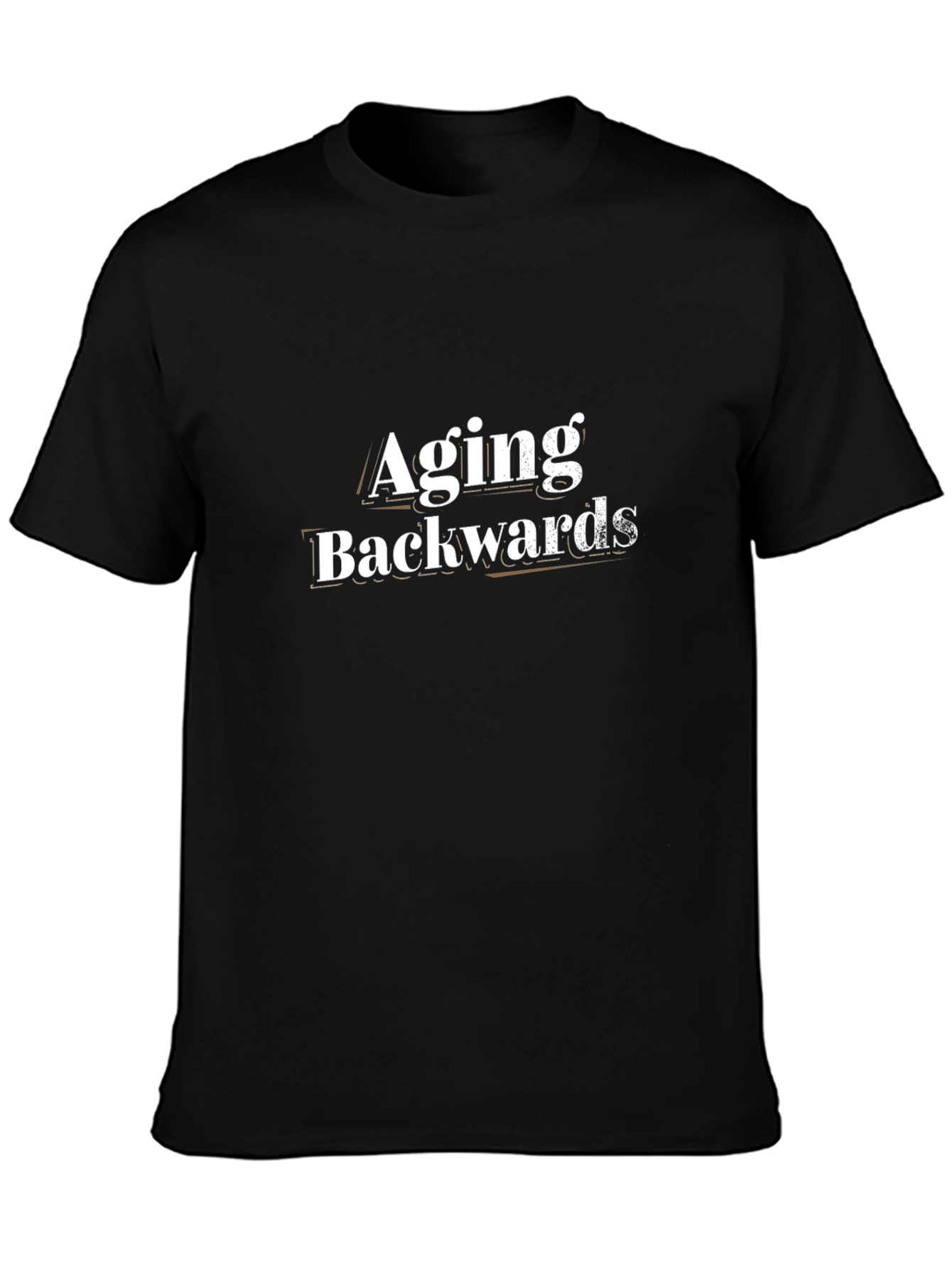 Aging Backwards Graphic Tee - Black Cotton Casual T-Shirt