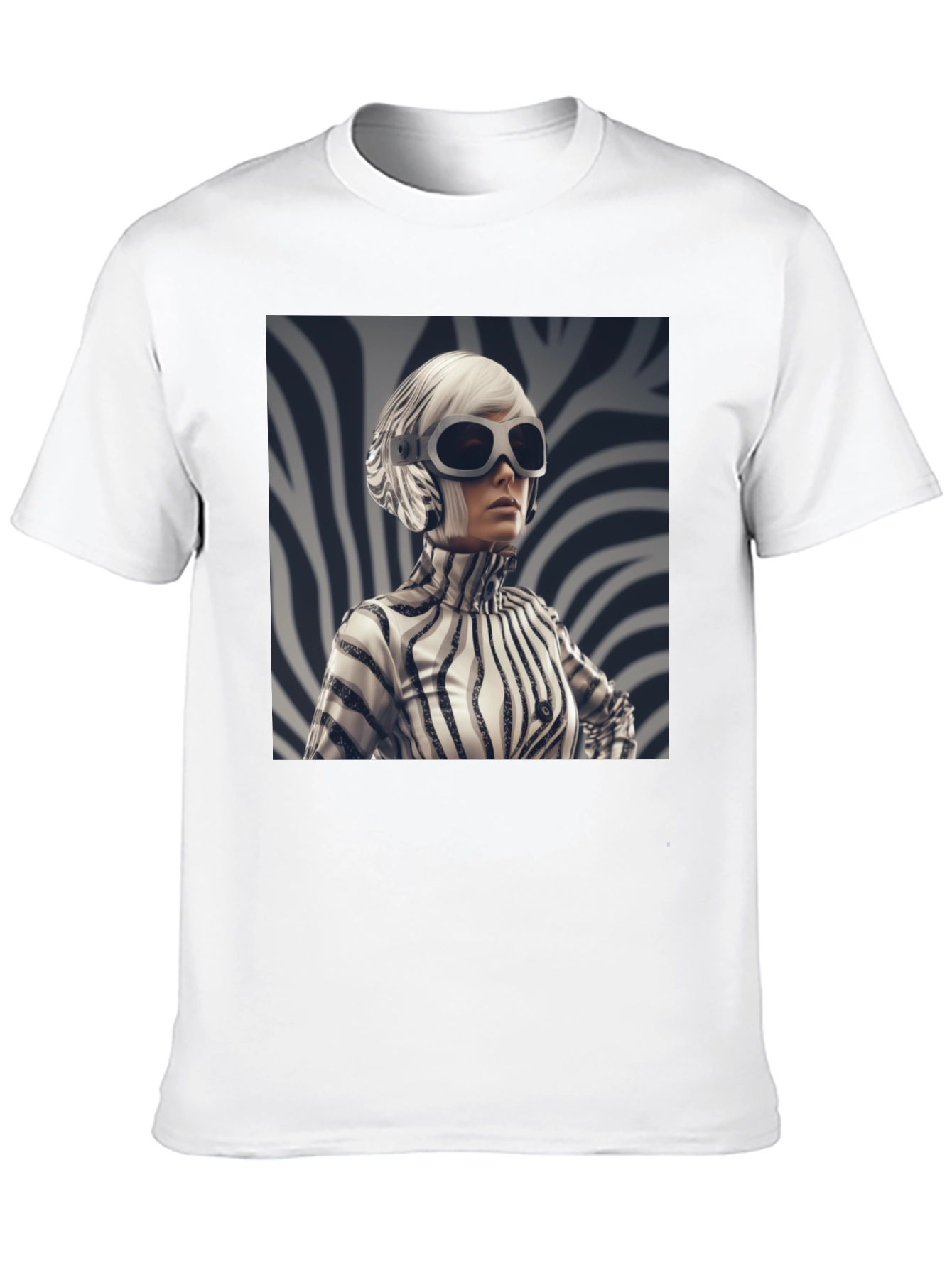 Stylish Black Tee with Zebra Print Design