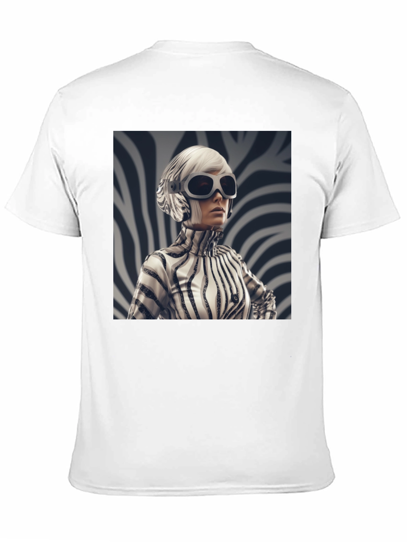 Stylish Black Tee with Zebra Print Design