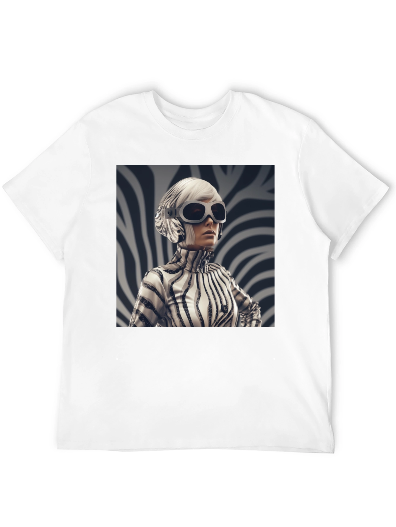 Stylish Black Tee with Zebra Print Design