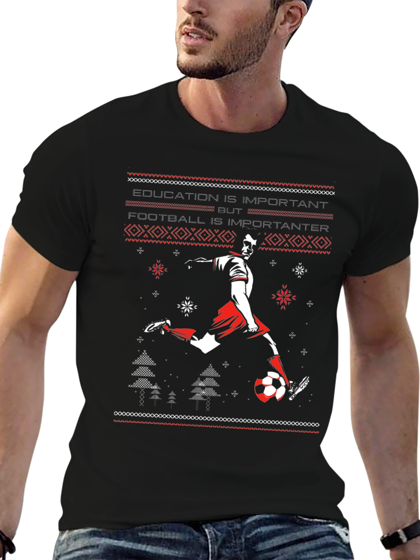 Education Is Important Footballer T-Shirt