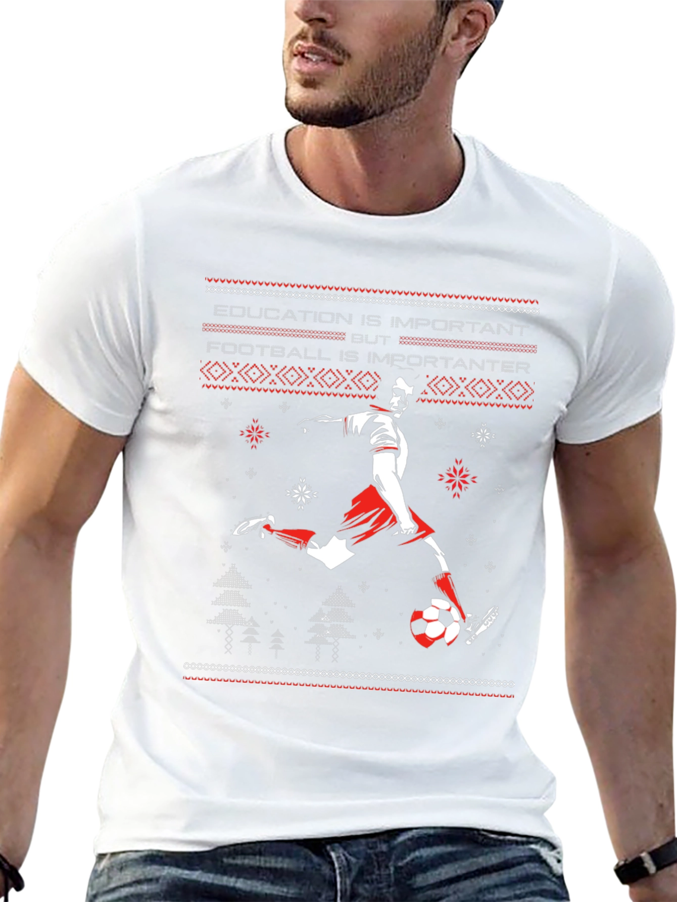 Education Is Important Footballer T-Shirt