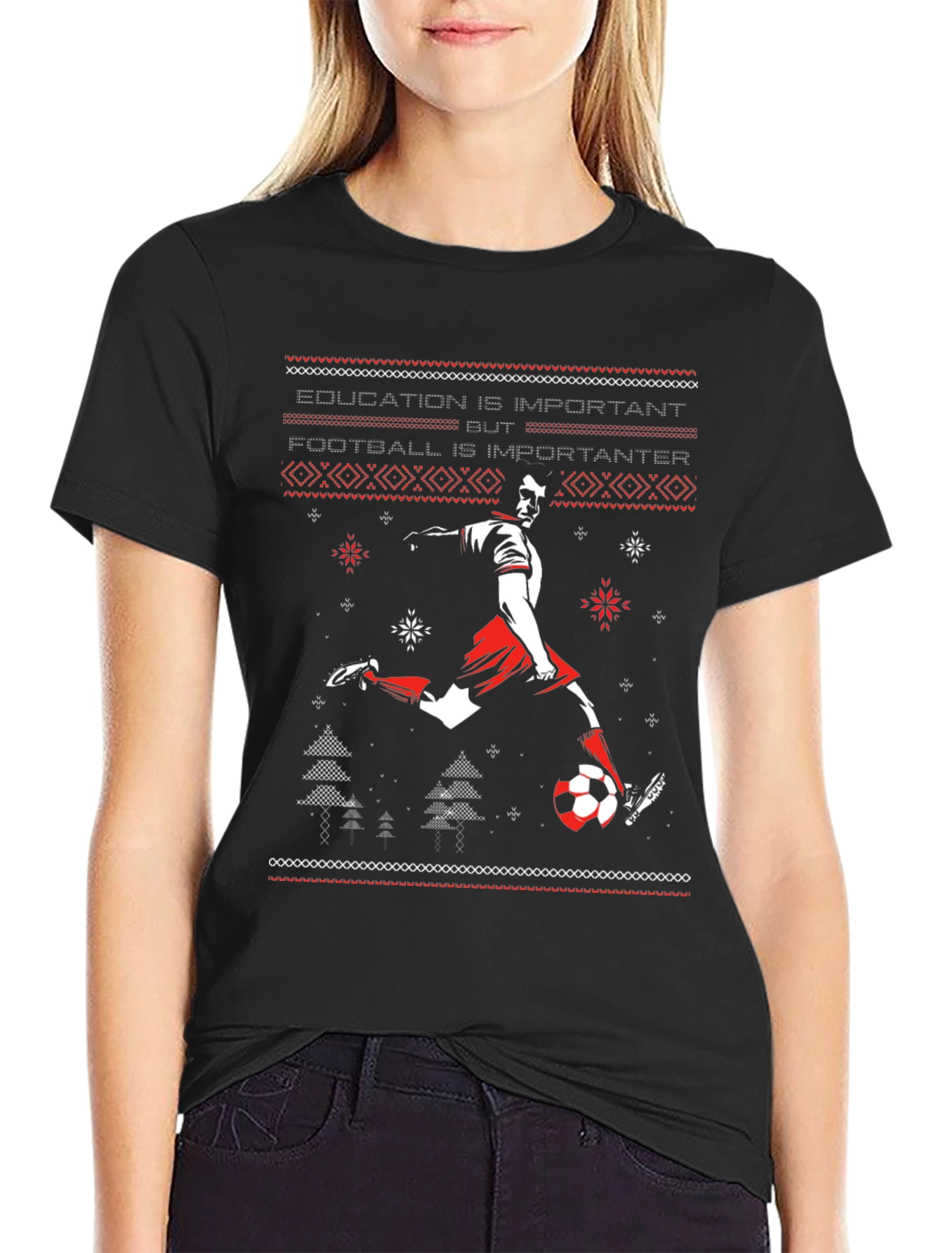 Education Is Important Footballer T-Shirt