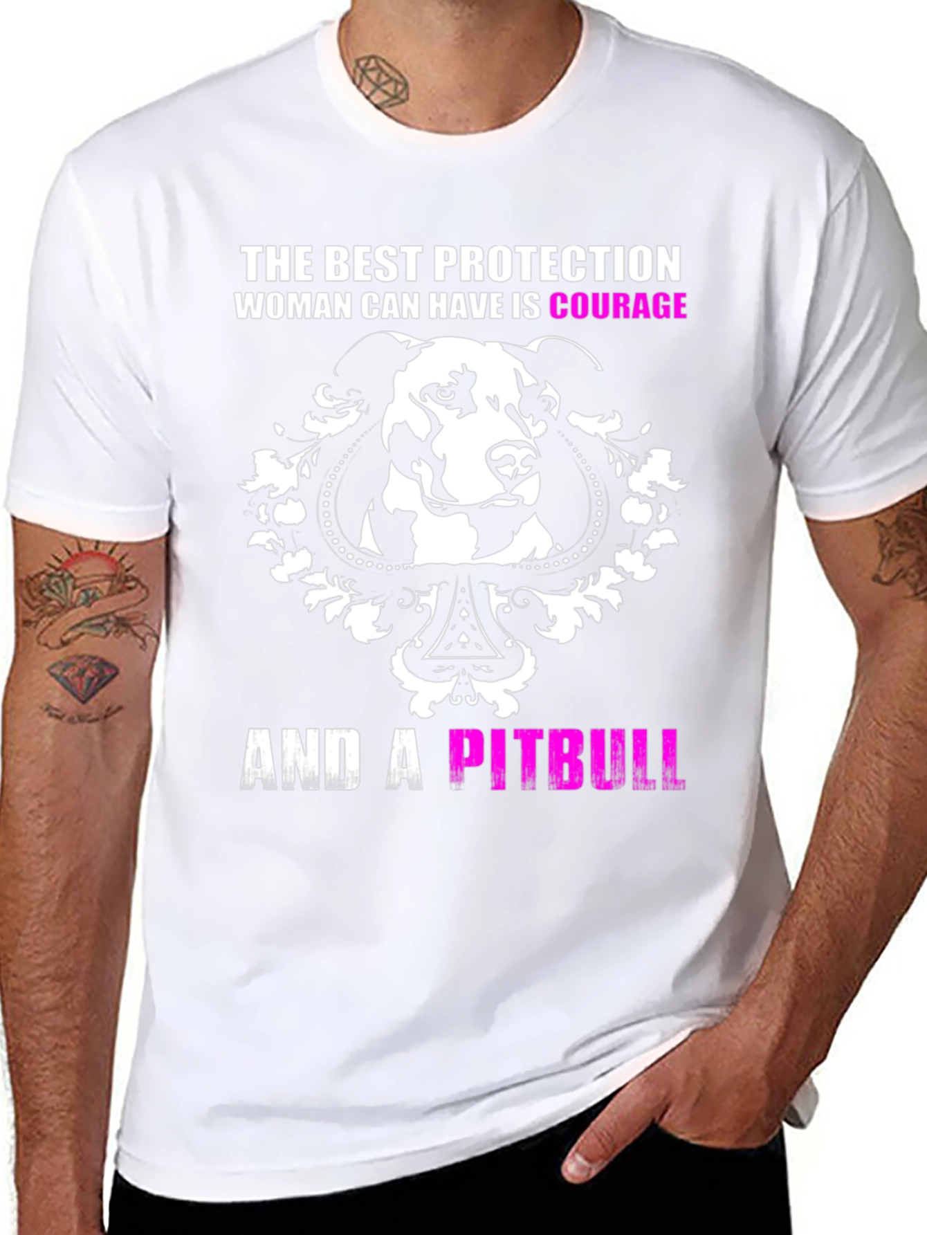 Courage and a Pitbull Black Graphic T-Shirt