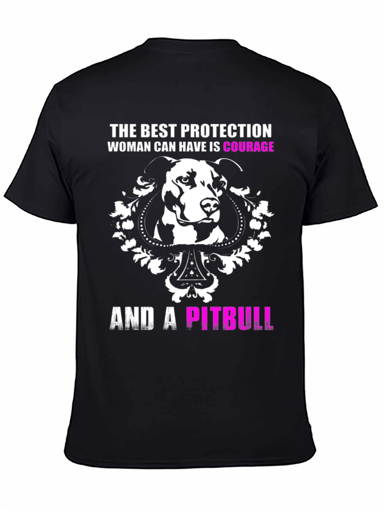 Courage and a Pitbull Black Graphic T-Shirt
