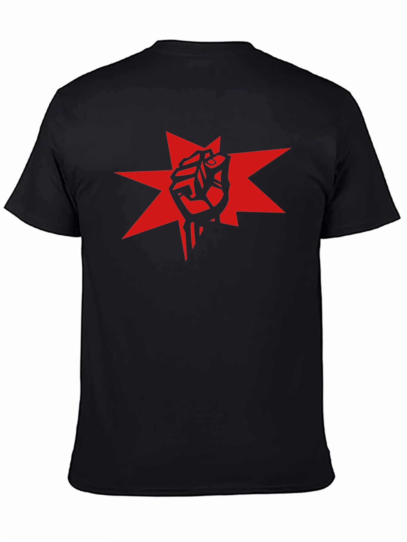 Red Fist Star Graphic Black T-Shirt