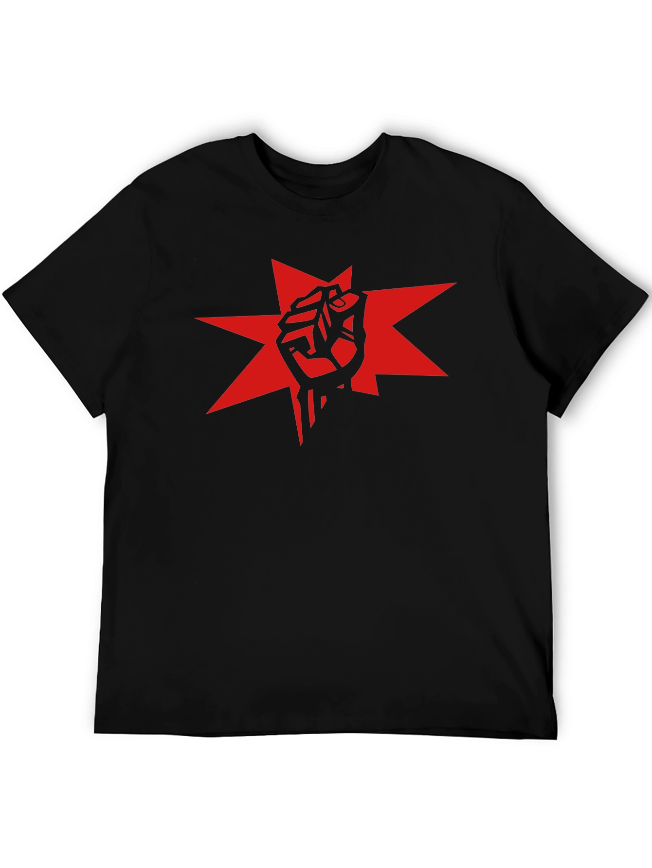Red Fist Star Graphic Black T-Shirt