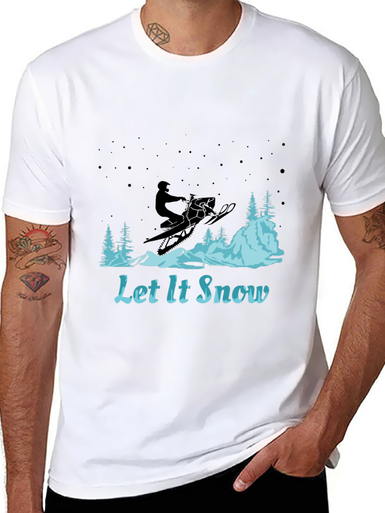 Let It Snow Graphic Tee - Snowmobile Design