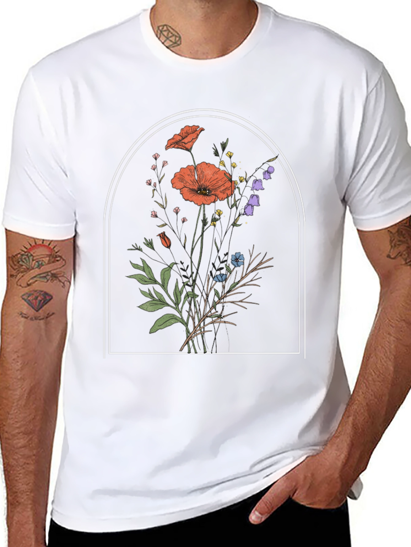 Floral Arch Graphic Tee - Stylish Comfort