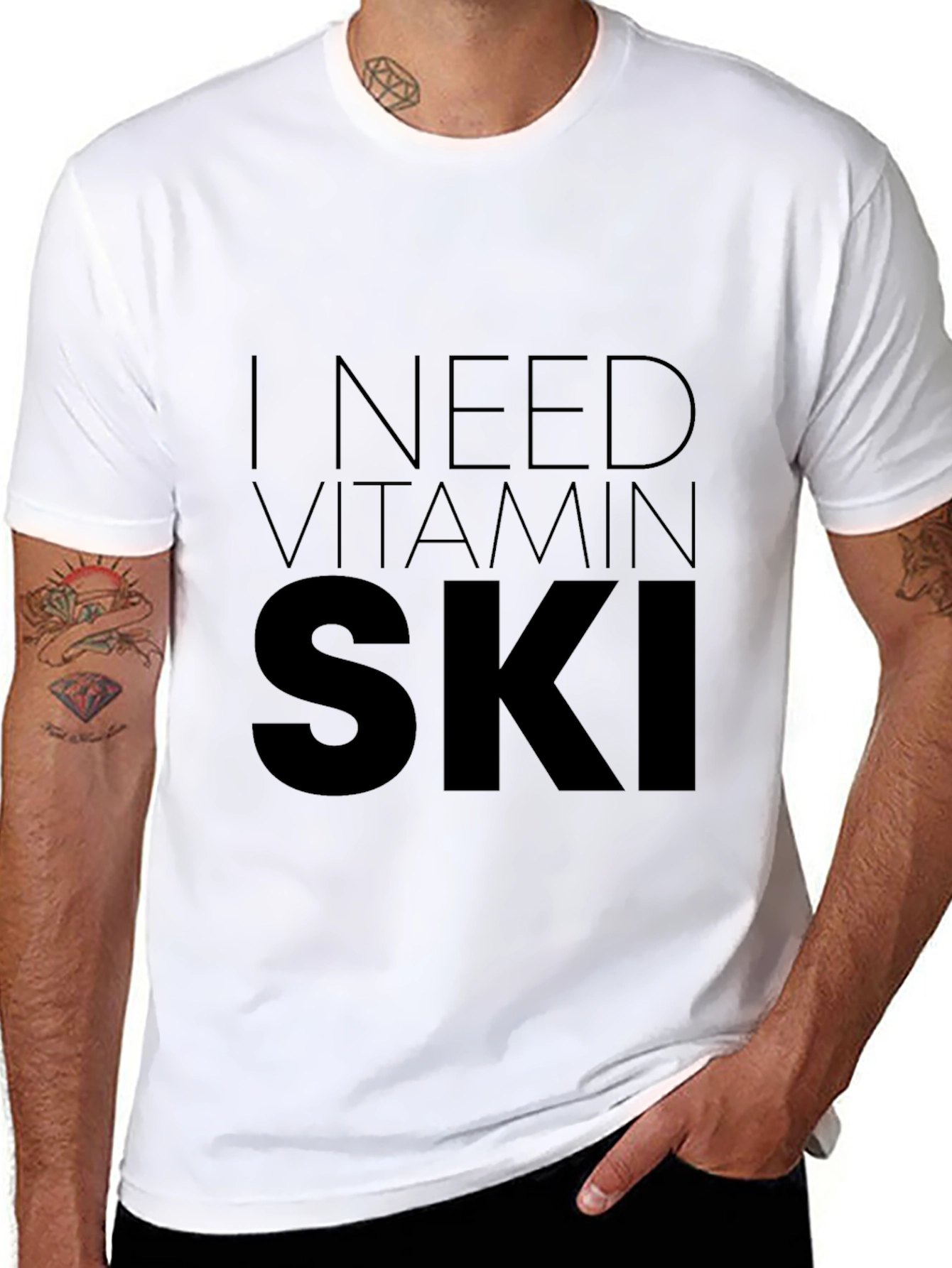 I Need Vitamin Ski T-Shirt - Black Graphic Tee