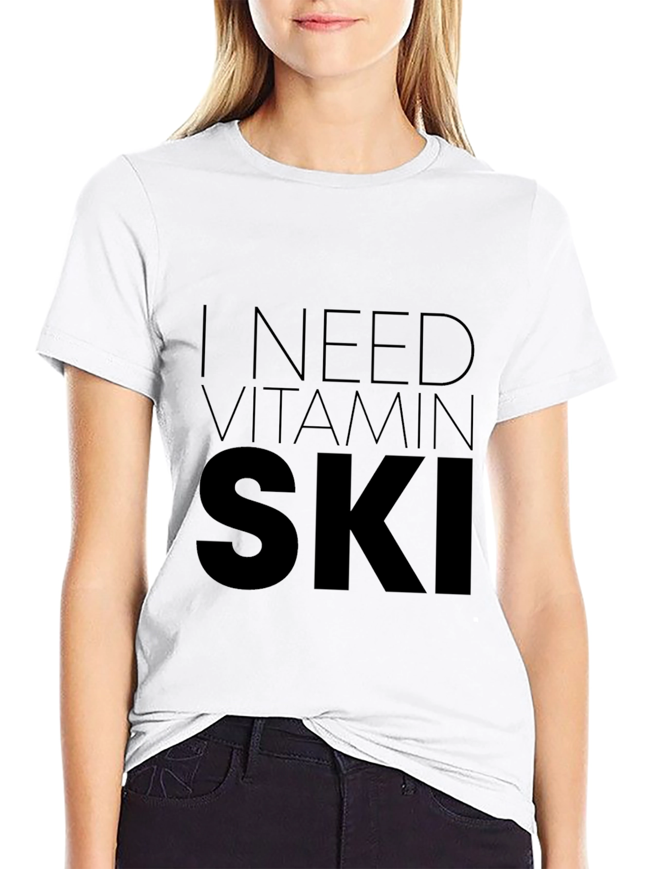 I Need Vitamin Ski T-Shirt - Black Graphic Tee