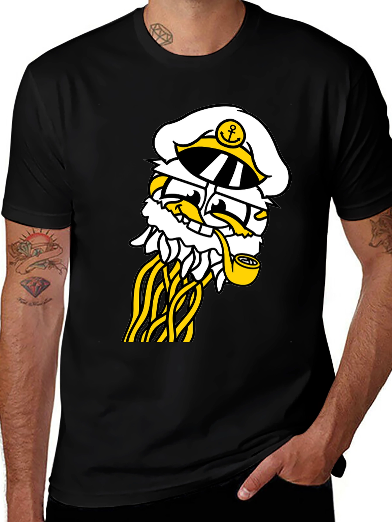 Captain Cartoon T-Shirt - Black Cotton Blend