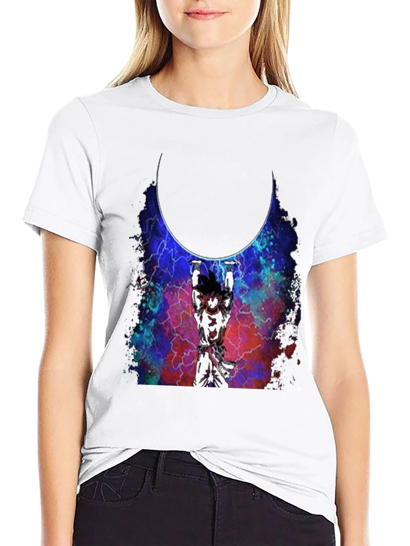 Goku Holding Moon Black T-Shirt