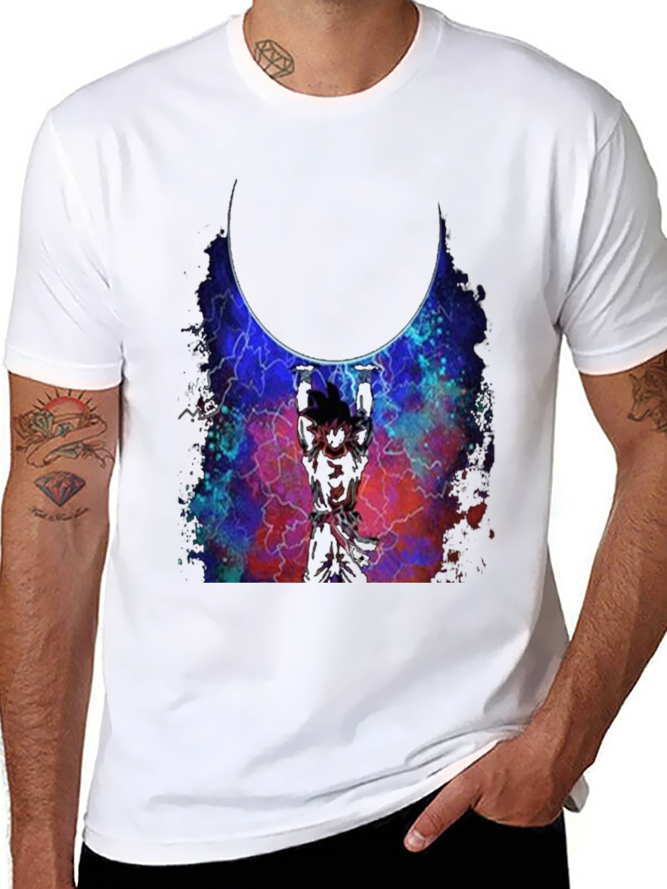 Goku Holding Moon Black T-Shirt