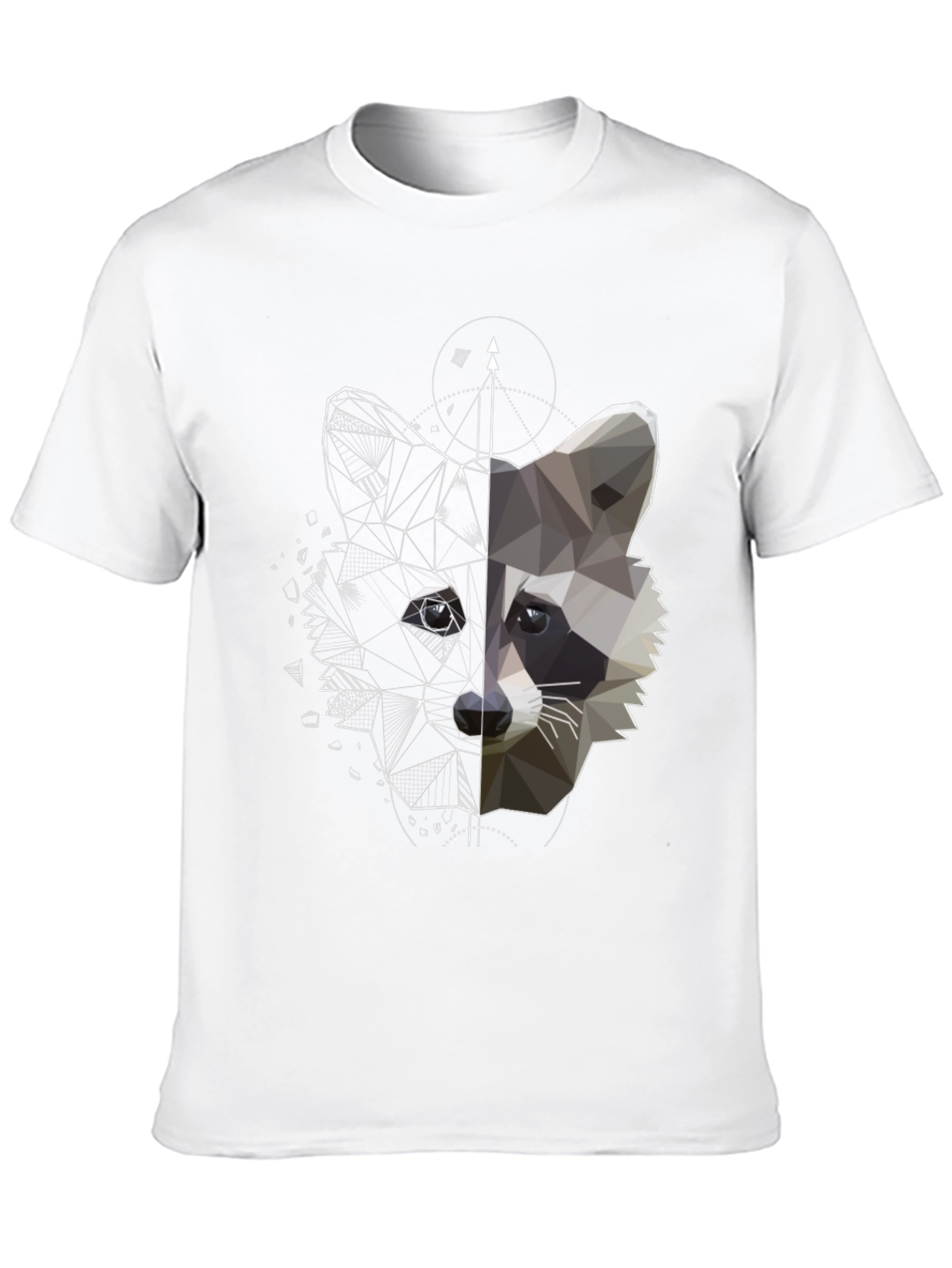 Geometric Raccoon Graphic Tee - Unique Black Shirt