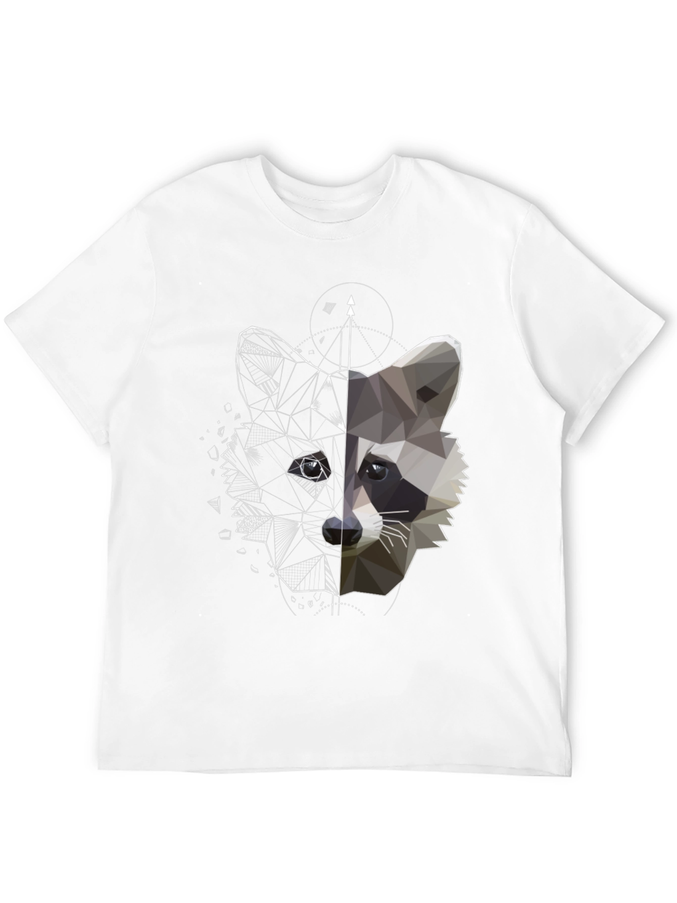 Geometric Raccoon Graphic Tee - Unique Black Shirt