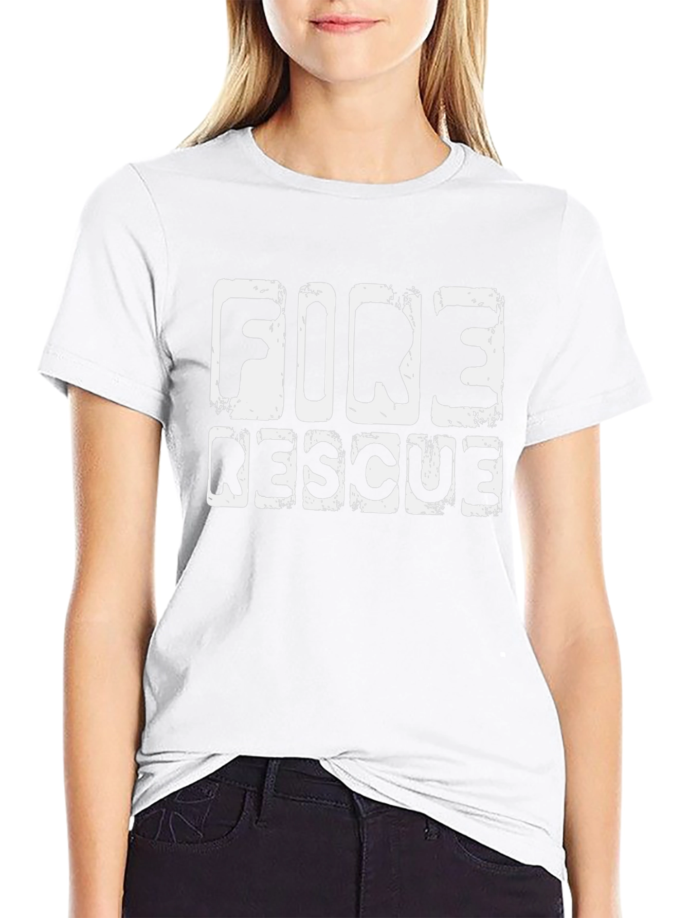 Fire Rescue T-Shirt Black Cotton Crew Neck
