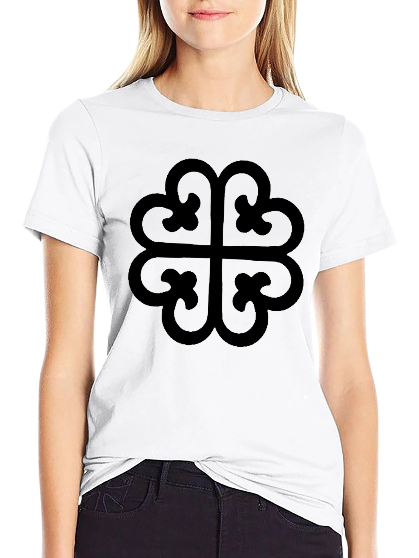 Black Adinkra Heart Symbol T-Shirt