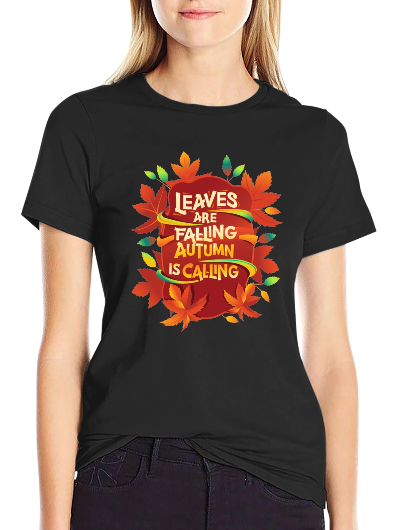 Autumn Leaves Calling Black T-Shirt