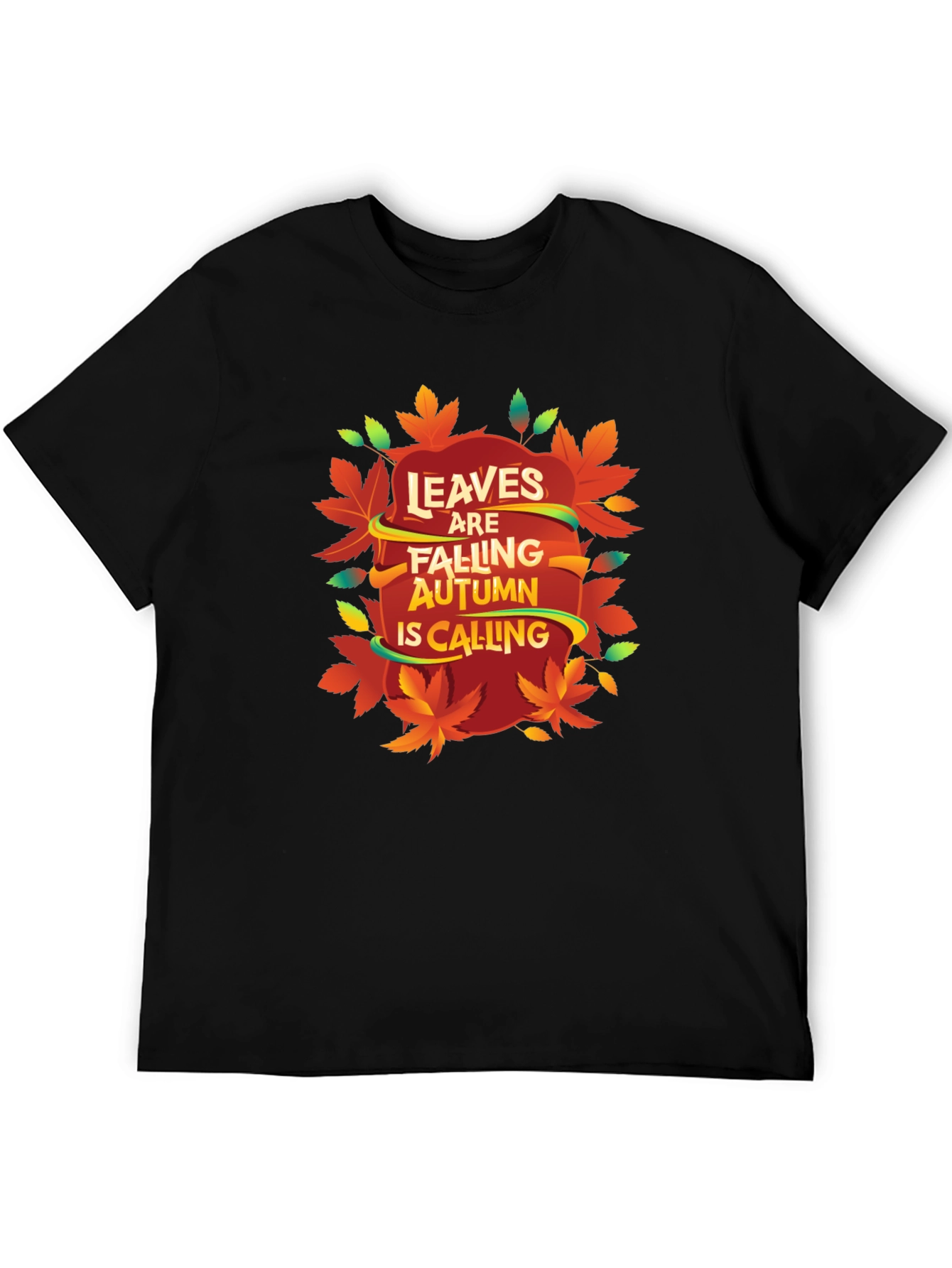 Autumn Leaves Calling Black T-Shirt