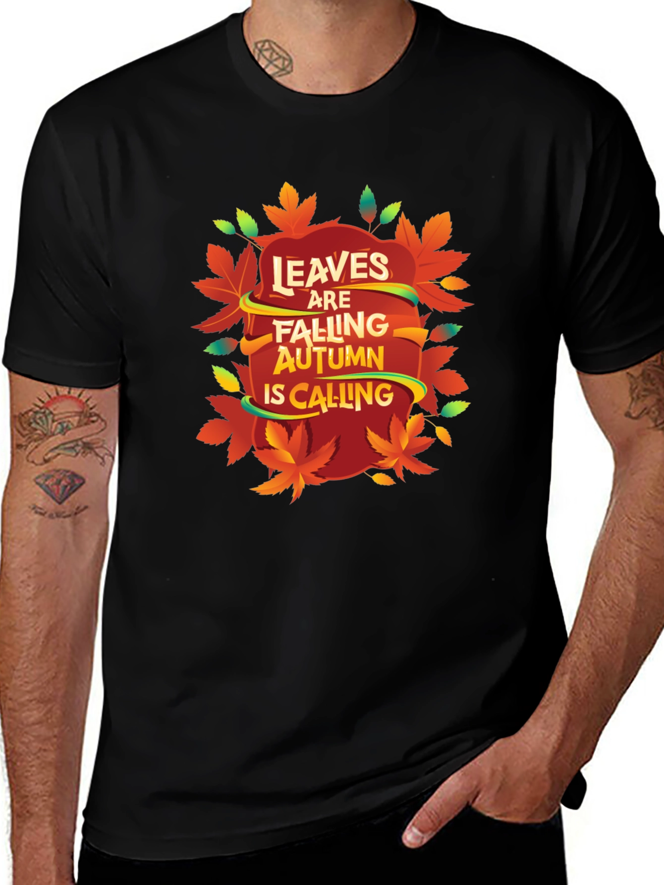 Autumn Leaves Calling Black T-Shirt