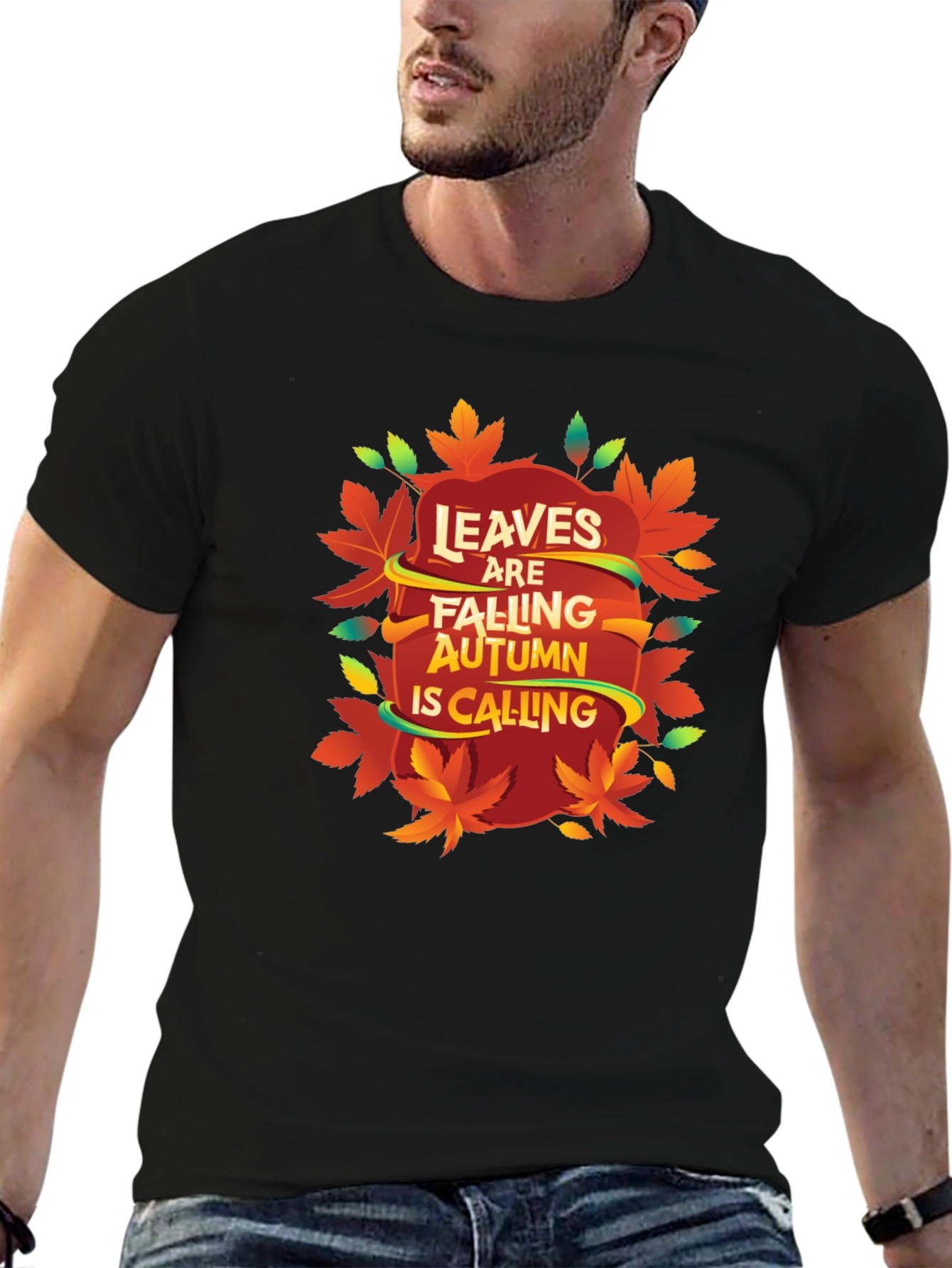 Autumn Leaves Calling Black T-Shirt
