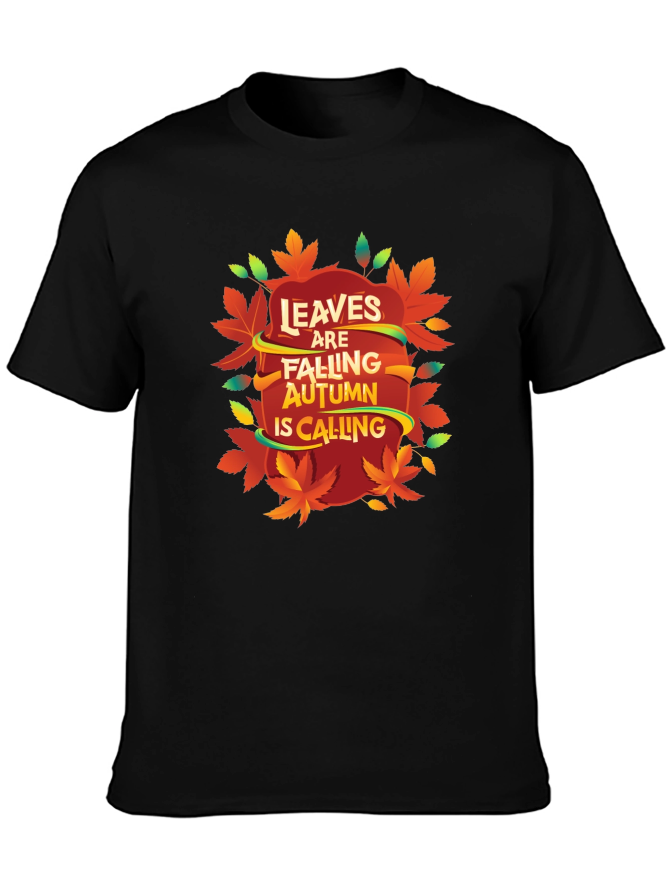 Autumn Leaves Calling Black T-Shirt