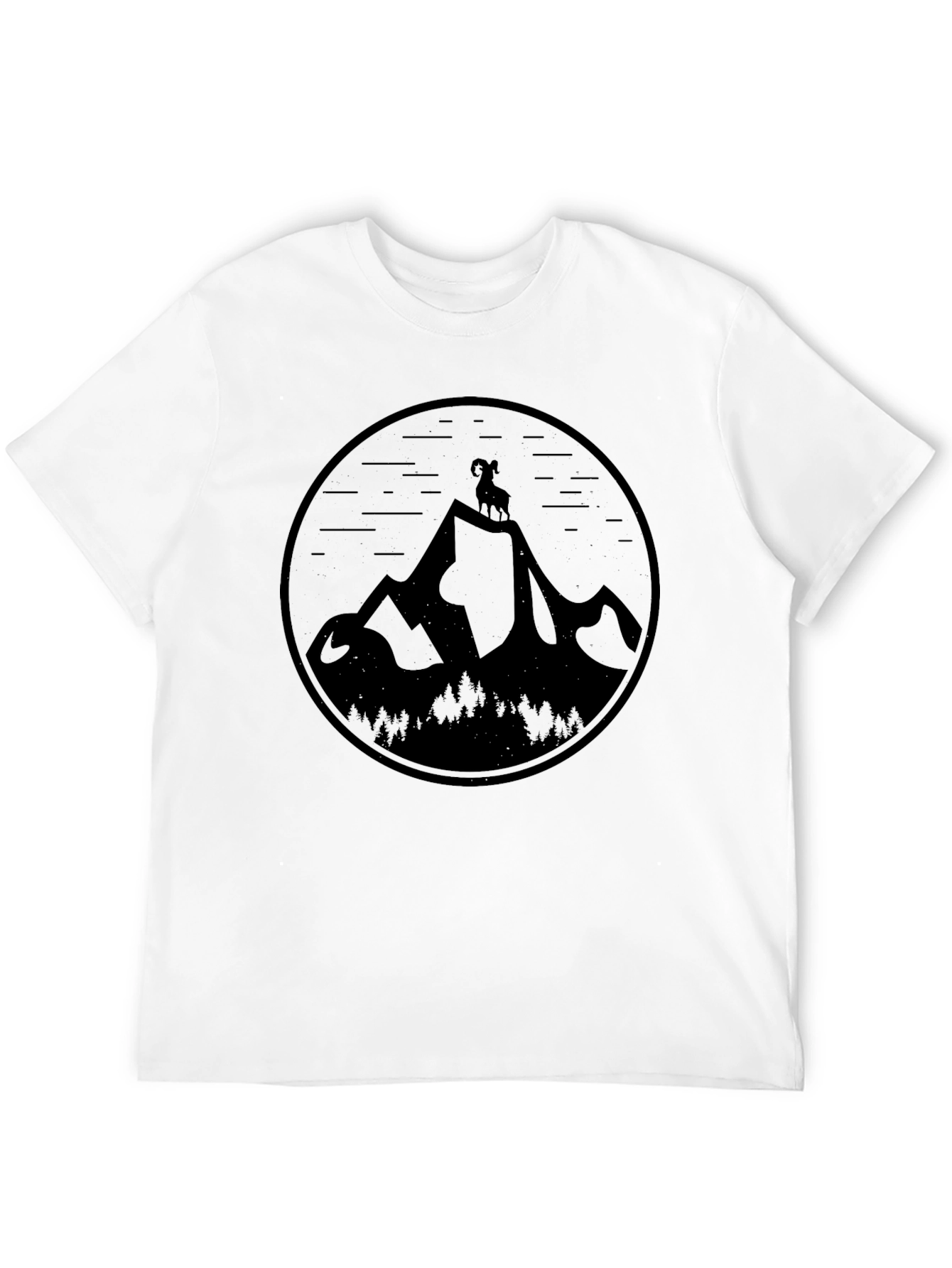 Mountain Goat Graphic Tee - Black Casual T-Shirt