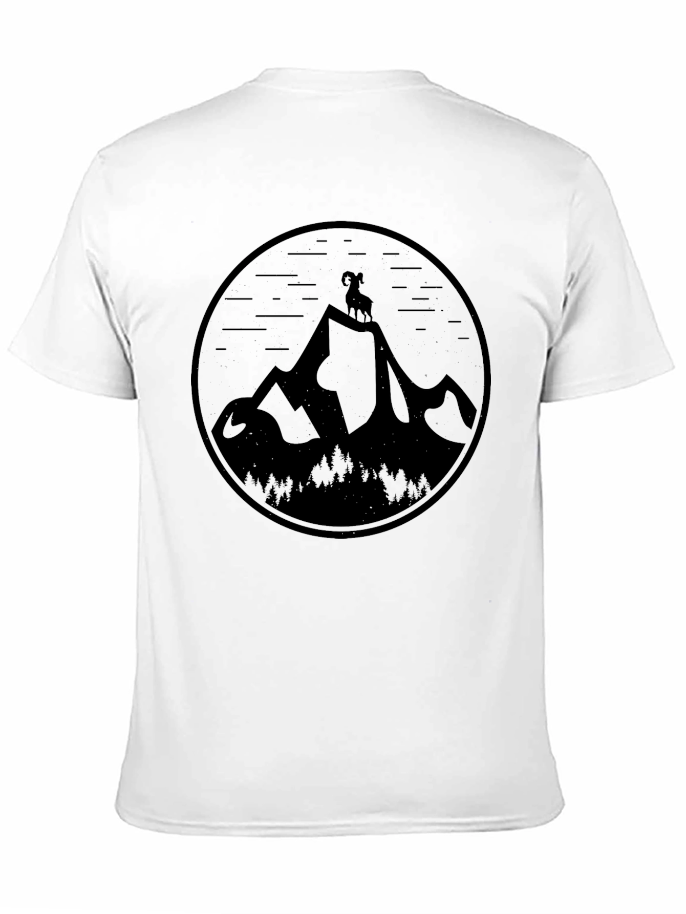 Mountain Goat Graphic Tee - Black Casual T-Shirt