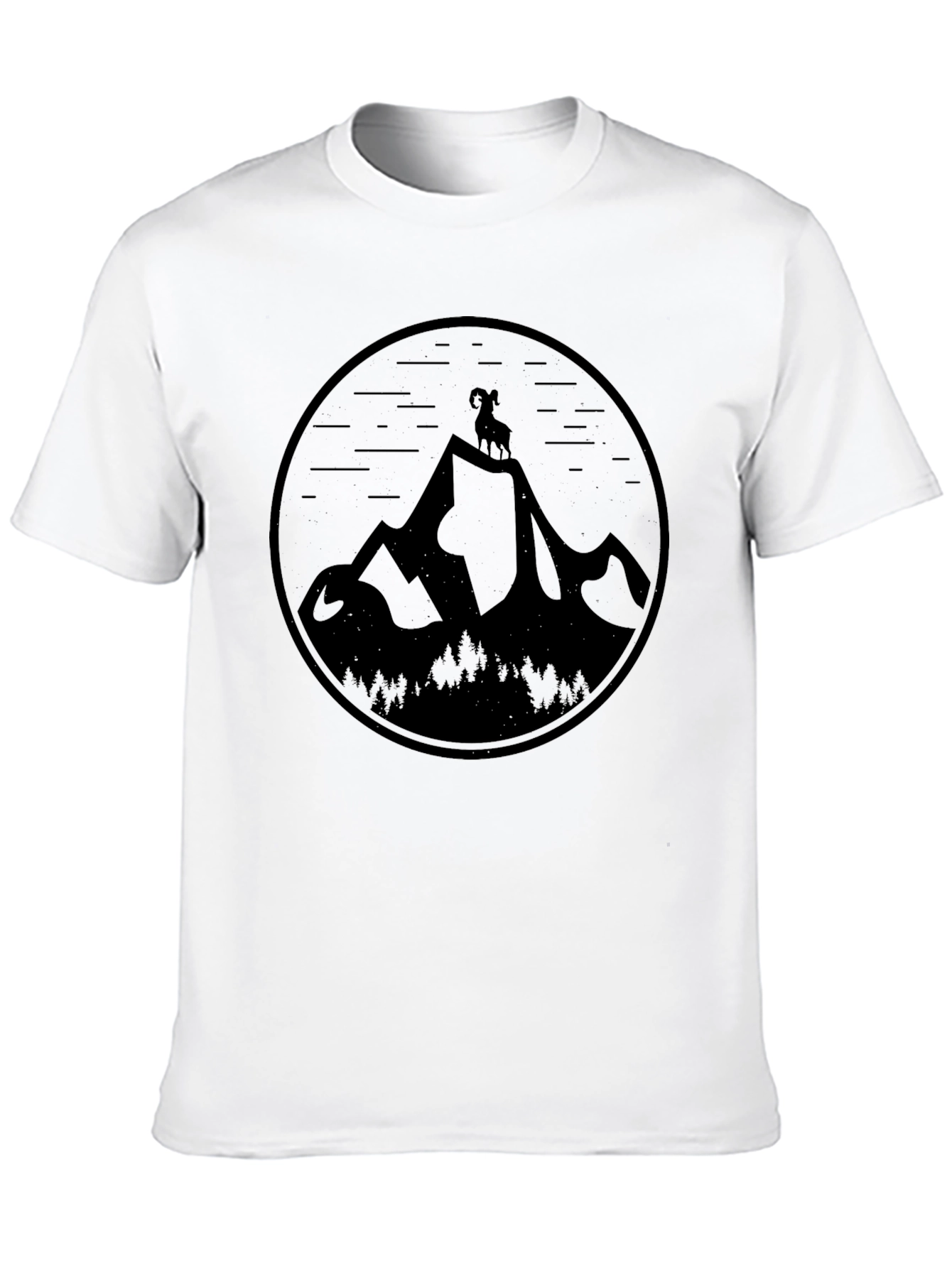 Mountain Goat Graphic Tee - Black Casual T-Shirt