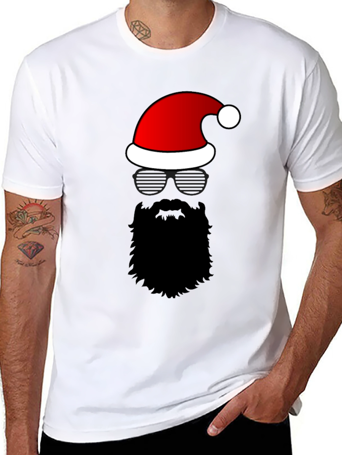 Santa Hat Beard Graphic Tee