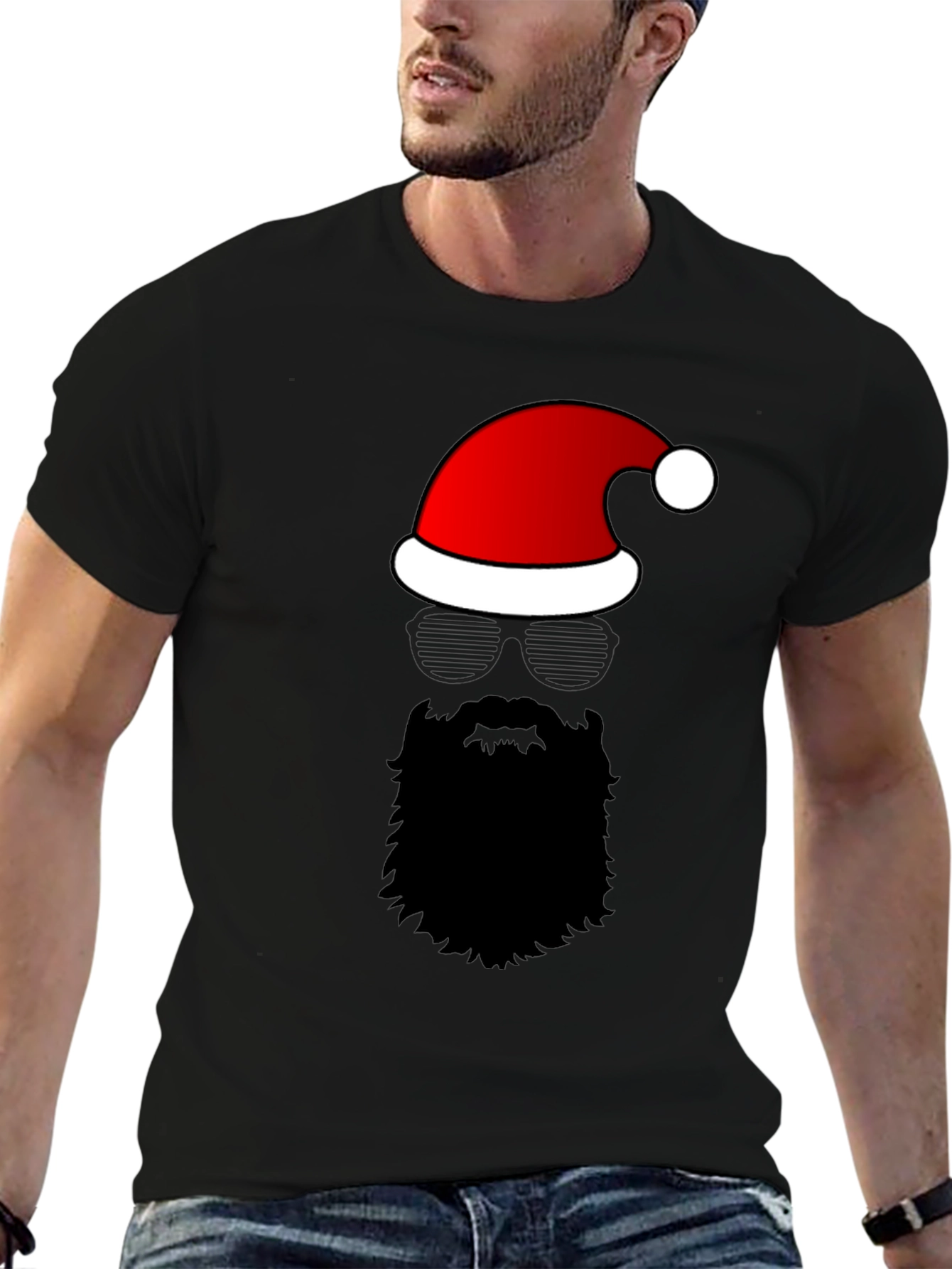 Santa Hat Beard Graphic Tee