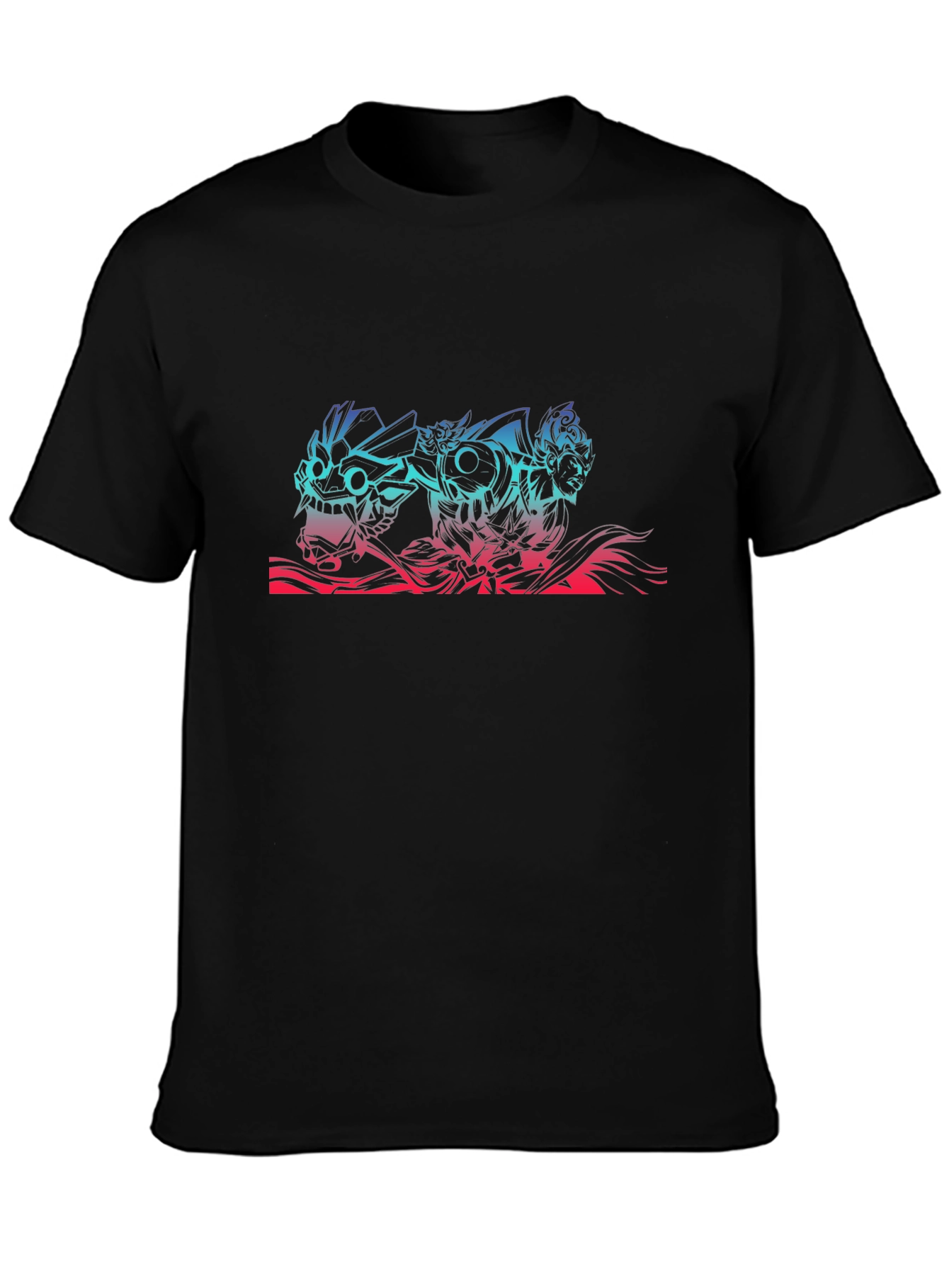 Anime Mask Graphic Tee - Black Cotton T-Shirt