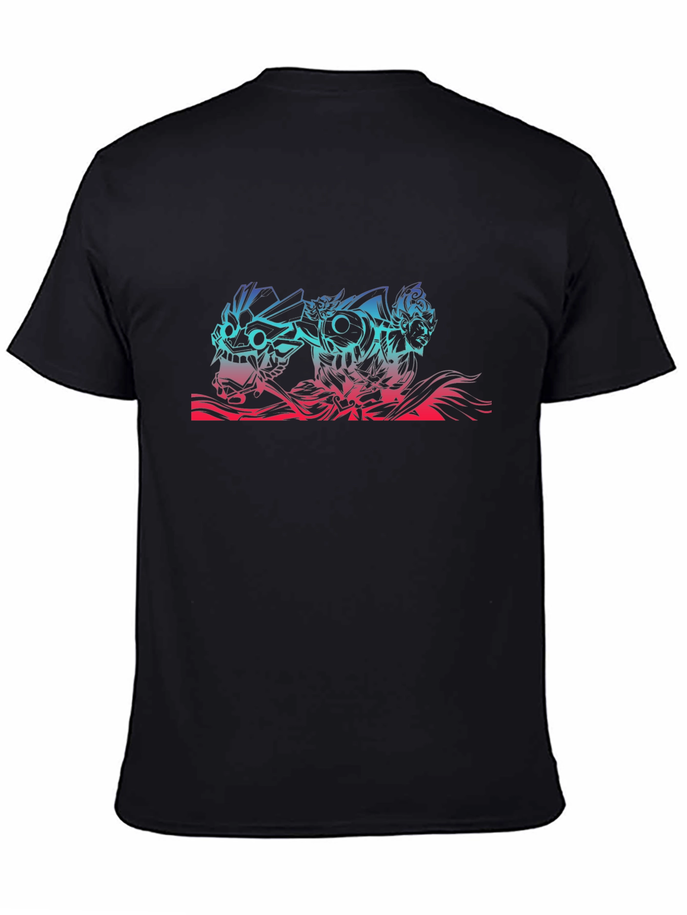 Anime Mask Graphic Tee - Black Cotton T-Shirt