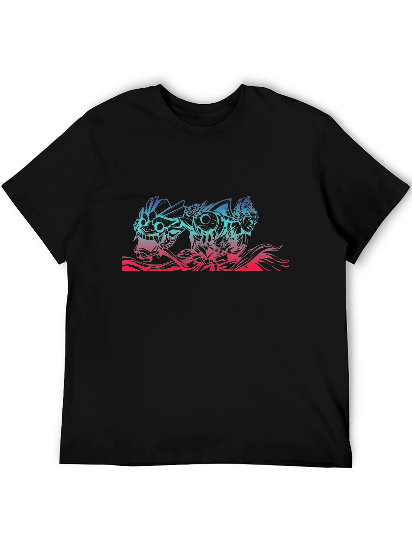 Anime Mask Graphic Tee - Black Cotton T-Shirt