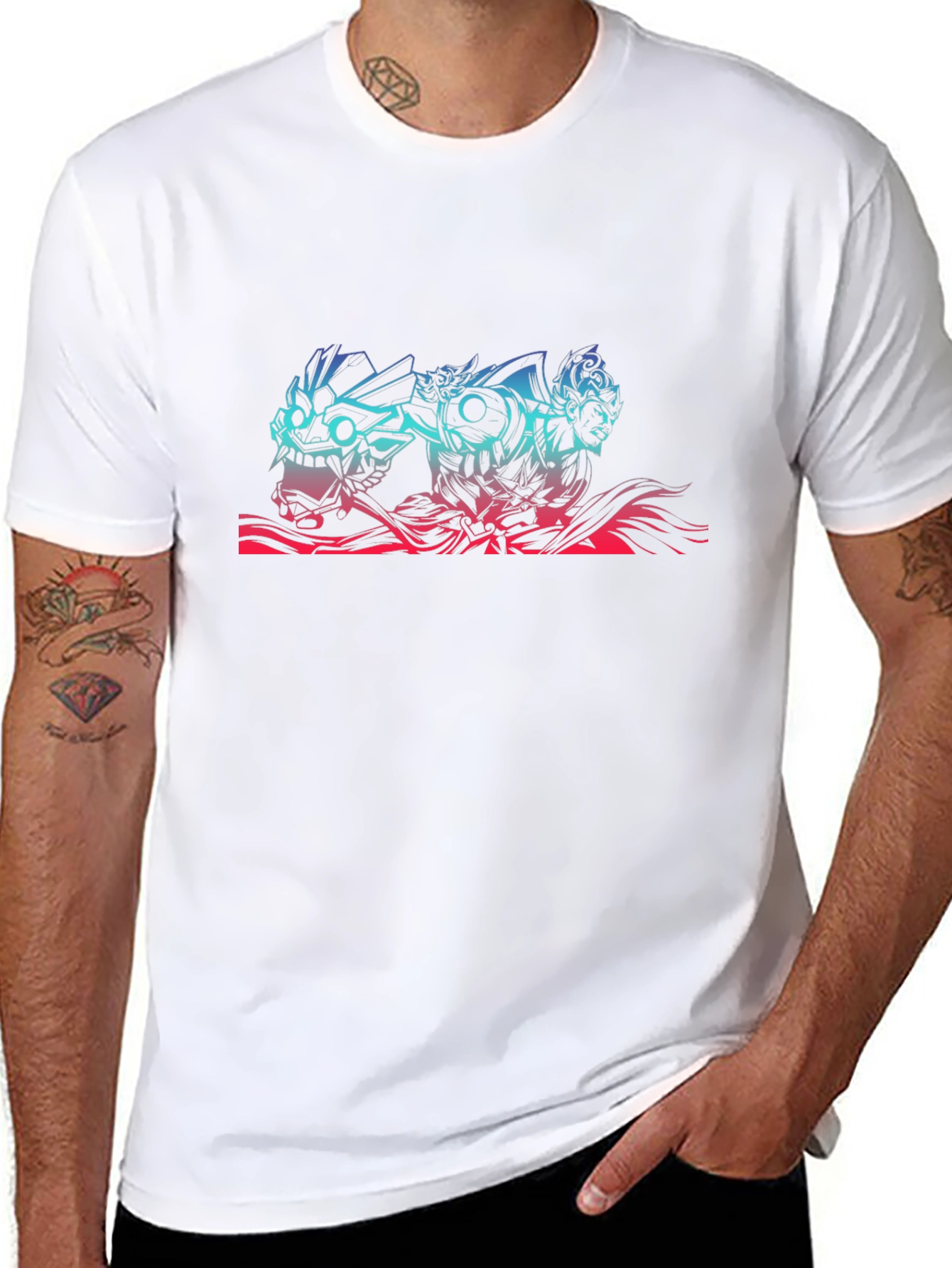 Anime Mask Graphic Tee - Black Cotton T-Shirt