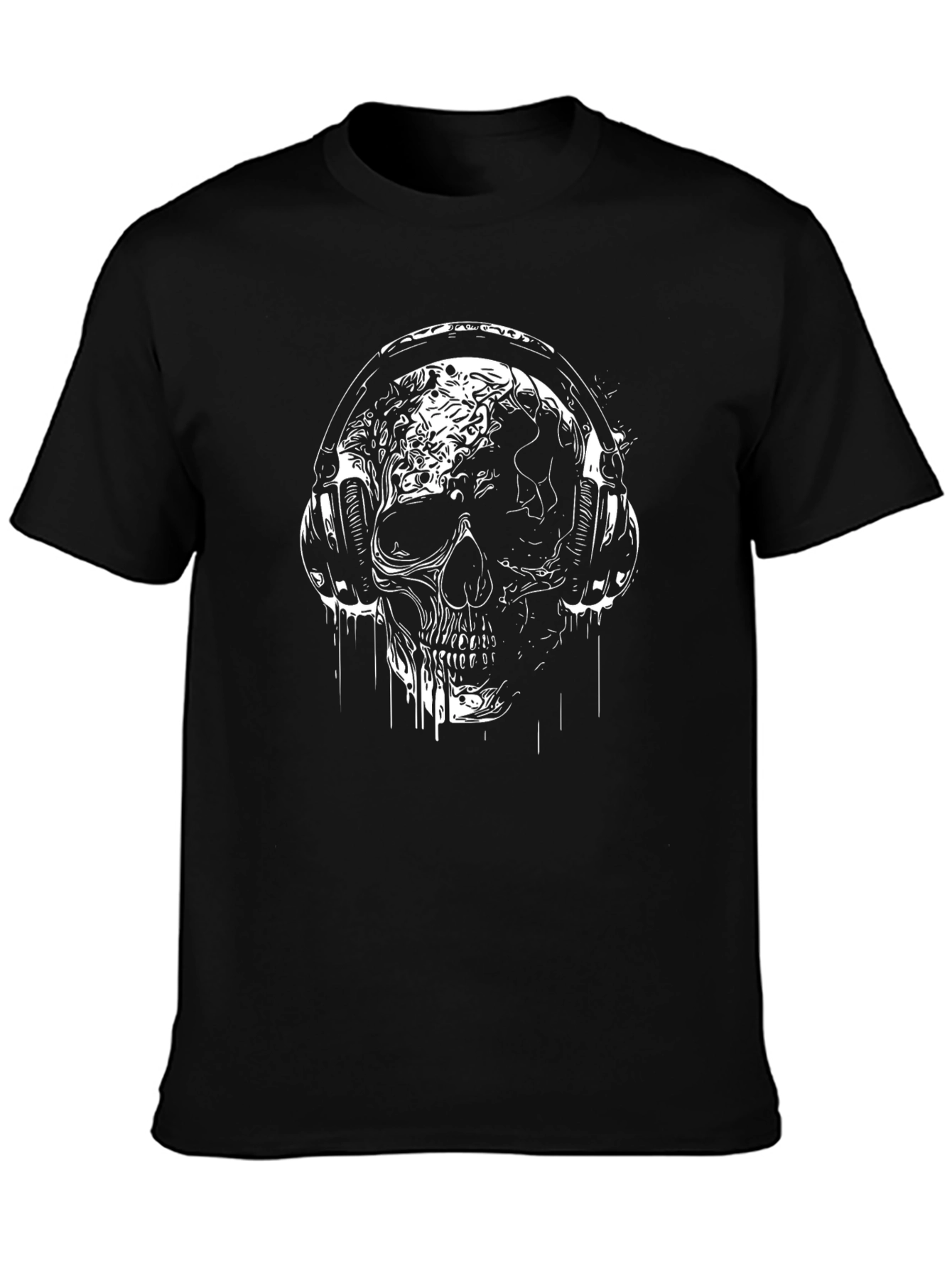 Skull Headphones Graphic T-Shirt - Black
